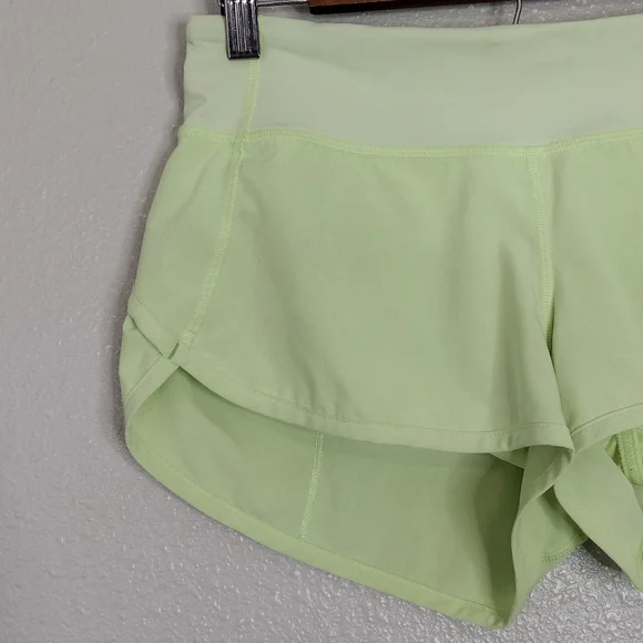 Lululemon Lime Green High-Rise Training Workout Running Athletic Shorts Sz 4 - Picture 3 of 16